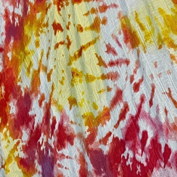 Torrid Kimono Women 22 Pink Open Front Tie Dye Long Duster Yellow Top Summer - Picture 8 of 13